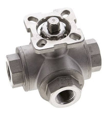 Vanne à boisseau spherique en acier inoxydable à 3 voies, orifice en T G3/8'', ISO-Top 63bar - BL3SA