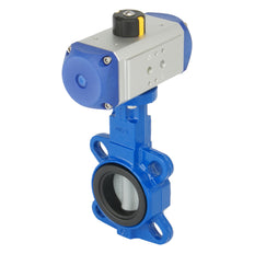 DN80 (3 inch) Wafer Pneumatic Butterfly Valve GG25-GGG40 polyamide-coated-NBR Double Acting - BFLW