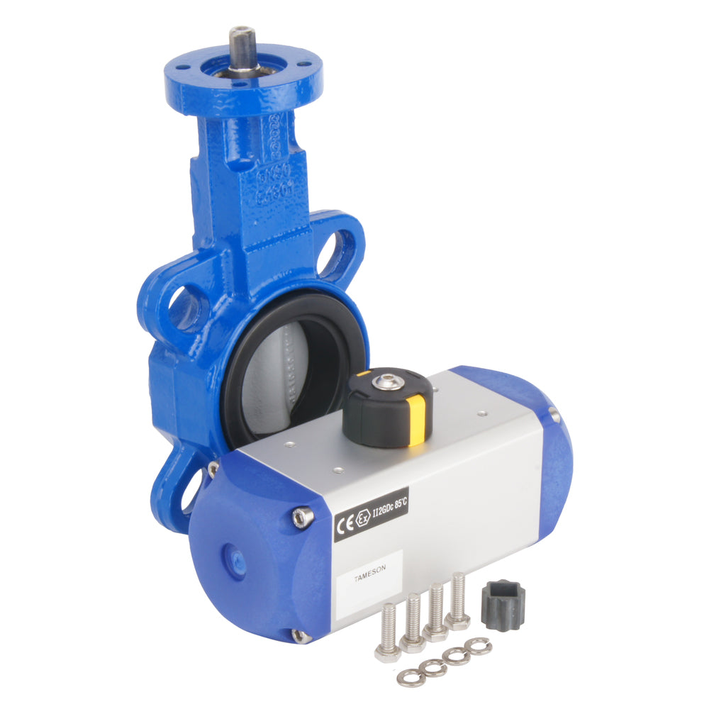 DN80 (3 inch) Wafer Pneumatic Butterfly Valve GG25-Stainless Steel-NBR Double Acting - BFLW