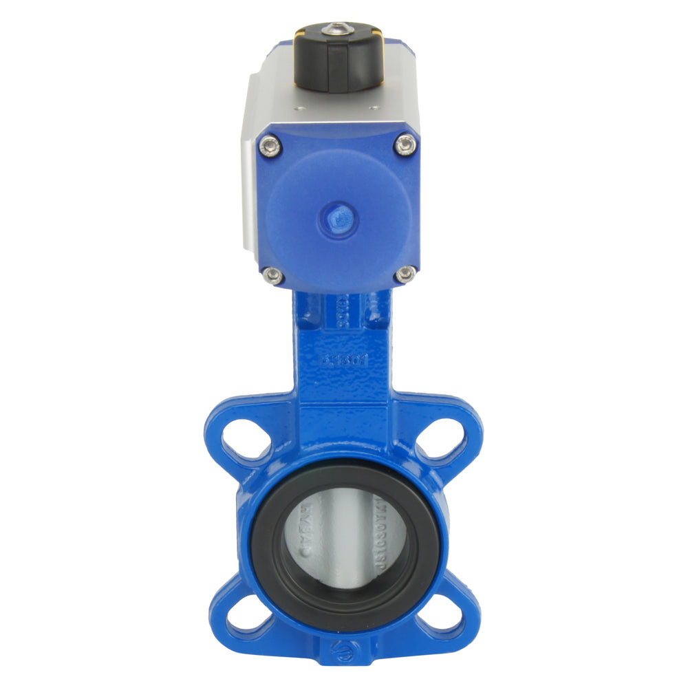 DN50 (2 inch) Wafer Pneumatic Butterfly Valve GG25-Stainless Steel-NBR Double Acting - BFLW