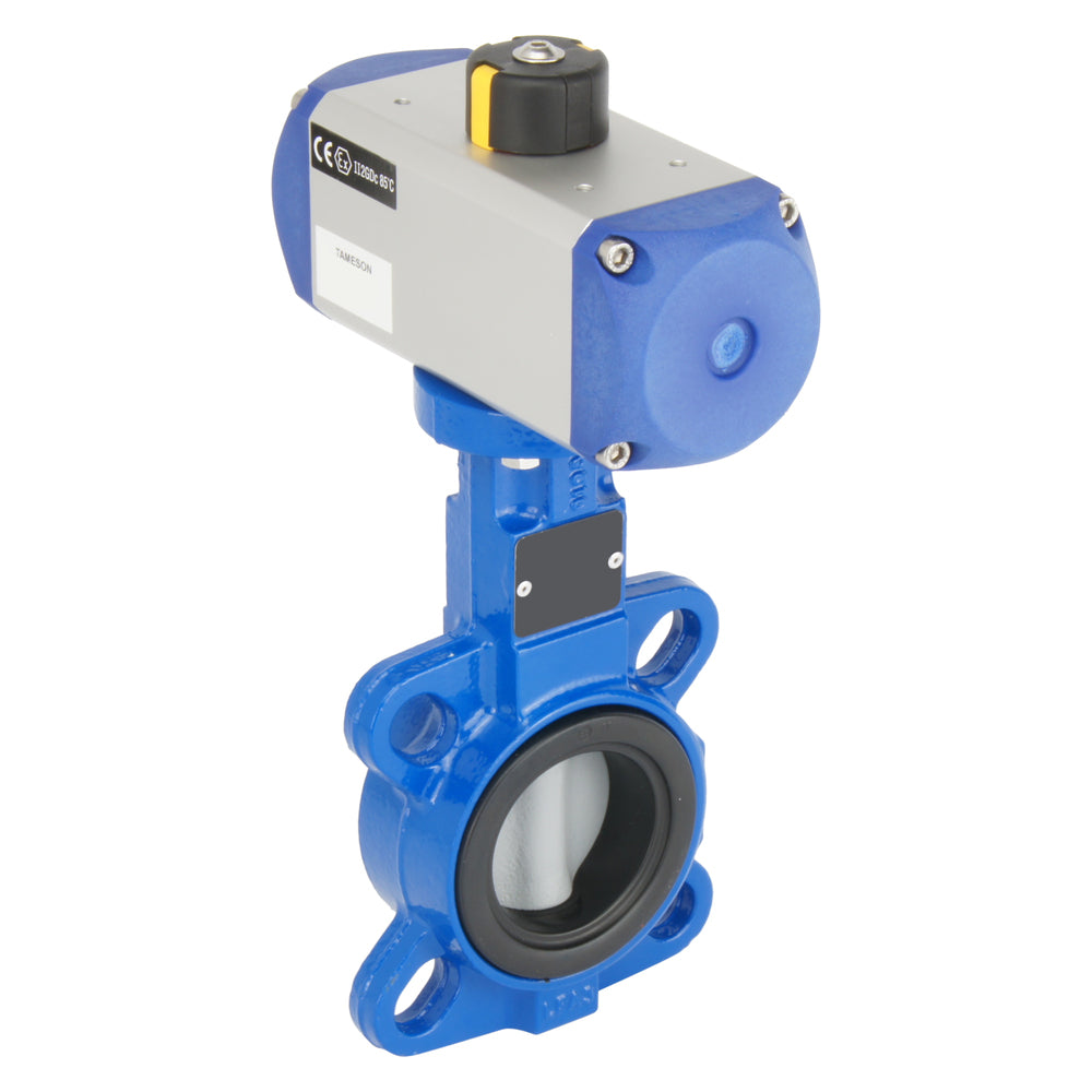 DN65 (2-1/2 inch) Wafer Pneumatic Butterfly Valve GG25-Stainless Steel-EPDM Double Acting - BFLW