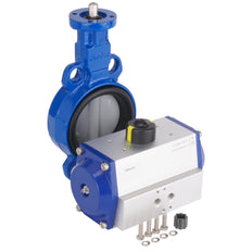 DN65 (2-1/2 inch) Wafer Pneumatic Butterfly Valve GG25-Stainless Steel-NBR Spring Closed - BFLW