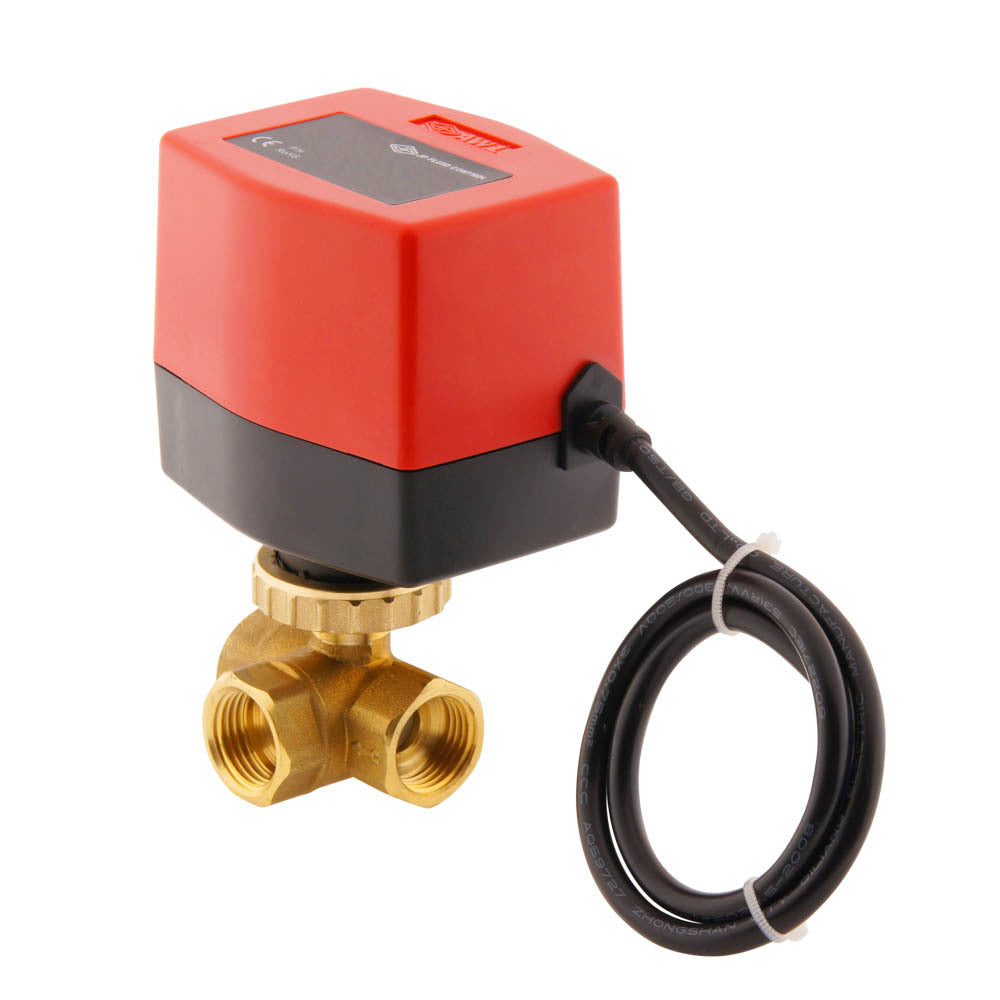 Vanne à bille electrique BW3 1/2'' 3 voies 120V AC 3 points