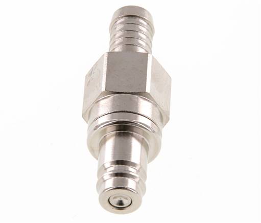 Laiton nickelé DN 10 Air Coupling Plug 10 mm Hose Pillar Double Shut-Off