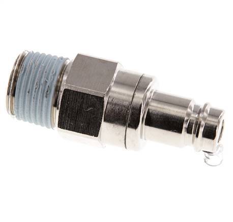 Nickel-plated Brass DN 10 Air Coupling Plug R 1/2 inch Male Double Shut-Off