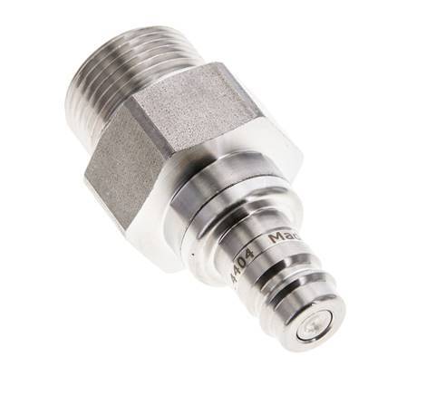 Stainless Steel 316L DN 10 Air Coupling Plug G 3/4 inch Male Double Shut-Off