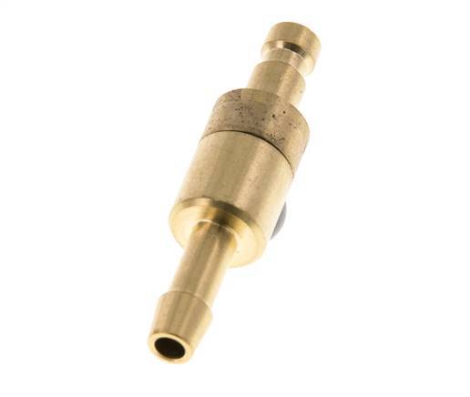 Brass DN 2.7 (Micro) Air Coupling Plug 4 mm Hose Pillar Double Shut-Off