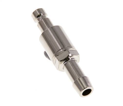 Nickel-plated Brass DN 2.7 (Micro) Air Coupling Plug 5 mm Hose Pillar Double Shut-Off