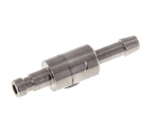 Stainless steel DN 2.7 (Micro) Air Coupling Plug 4 mm Hose Pillar Double Shut-Off