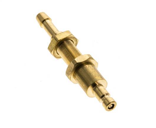 Brass DN 2.7 (Micro) Air Coupling Plug 4 mm Hose Pillar Bulkhead Double Shut-Off