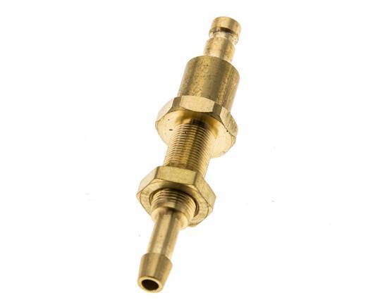 Brass DN 2.7 (Micro) Air Coupling Plug 4 mm Hose Pillar Bulkhead Double Shut-Off