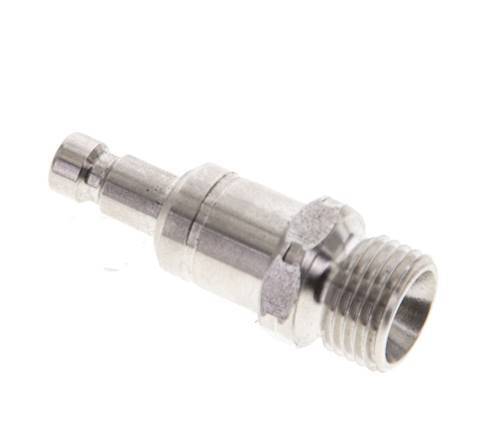 Stainless Steel 316L DN 2.7 (Micro) Air Coupling Plug G 1/8 inch Male Double Shut-Off