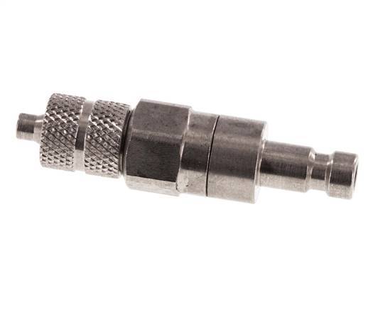 Stainless steel DN 2.7 (Micro) Air Coupling Plug 3x4.3 mm Union Nut Double Shut-Off