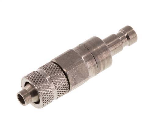 Stainless steel DN 2.7 (Micro) Air Coupling Plug 4x6 mm Union Nut Double Shut-Off