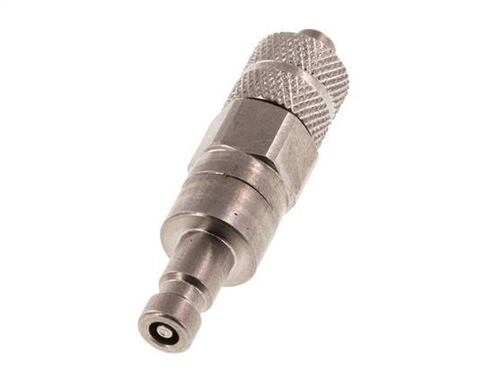 Stainless steel DN 2.7 (Micro) Air Coupling Plug 4x6 mm Union Nut Double Shut-Off