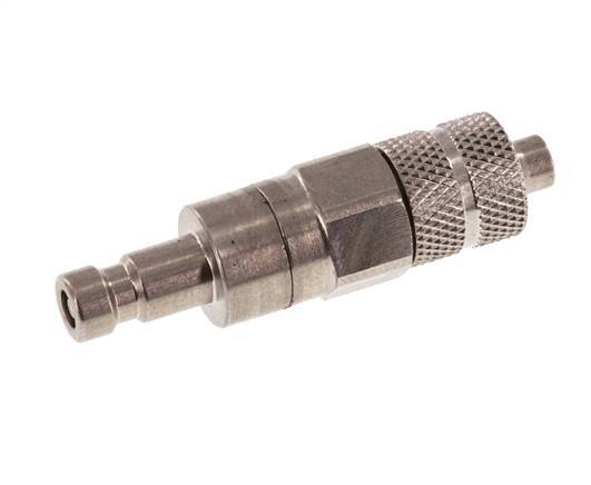 Stainless steel DN 2.7 (Micro) Air Coupling Plug 4x6 mm Union Nut Double Shut-Off