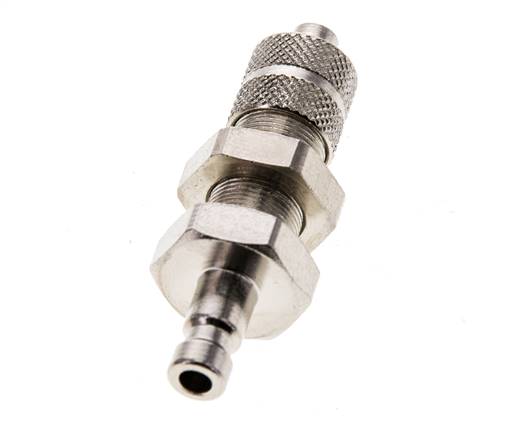 Laiton nickelé DN 2.7 (Micro) Coupleur pneumatique Bouchon 3x4.3 mm Écrou-raccord Bulkhead Double Shut-Off