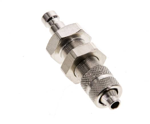 Laiton nickelé DN 2.7 (Micro) Coupleur pneumatique Bouchon 3x4.3 mm Écrou-raccord Bulkhead Double Shut-Off