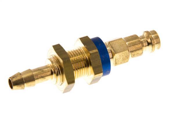 Brass DN 5 Blue-Coded Air Coupling Plug 6 mm Hose Pillar Bulkhead
