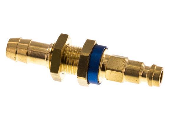 Brass DN 5 Blue-Coded Air Coupling Plug 9 mm Hose Pillar Bulkhead