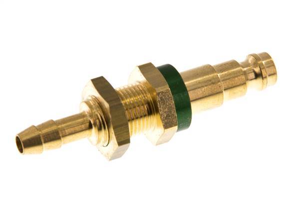 Brass DN 5 Green-Coded Air Coupling Plug 6 mm Hose Pillar Bulkhead