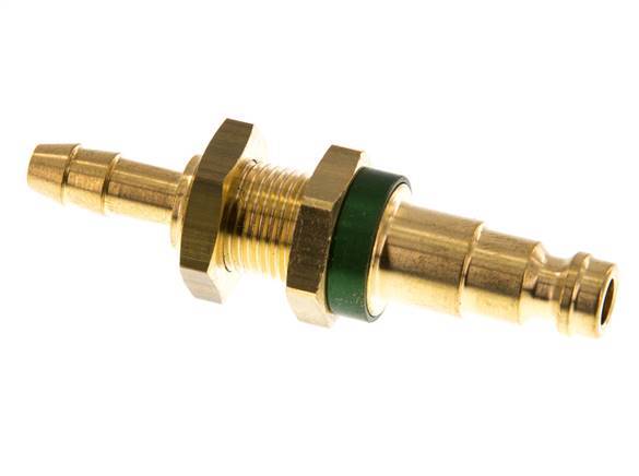 Brass DN 5 Green-Coded Air Coupling Plug 6 mm Hose Pillar Bulkhead