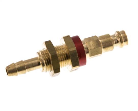 Laiton DN 5 Codage rouge Bouchon d'accouplement d'air 6 mm Colonne de tuyau Bulkhead