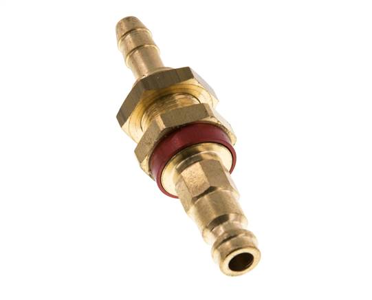 Laiton DN 5 Codage rouge Bouchon d'accouplement d'air 6 mm Colonne de tuyau Bulkhead