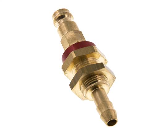 Laiton DN 5 Codage rouge Bouchon d'accouplement d'air 6 mm Colonne de tuyau Bulkhead