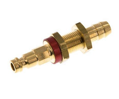 Laiton DN 5 codé rouge Bouchon d'accouplement d'air 9 mm Pilier de tuyau Bulkhead