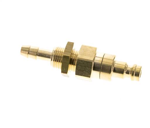 Laiton DN 5 Air Coupling Plug 4 mm Hose Pillar Bulkhead Double Shut-Off