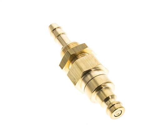 Laiton DN 5 Air Coupling Plug 4 mm Hose Pillar Bulkhead Double Shut-Off