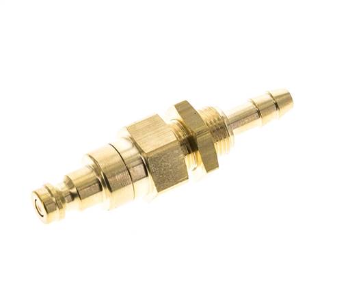 Laiton DN 5 Air Coupling Plug 4 mm Hose Pillar Bulkhead Double Shut-Off