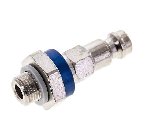 Laiton nickelé Bouchon de raccord d'air DN 5 codé bleu G 1/8 pouce mâle