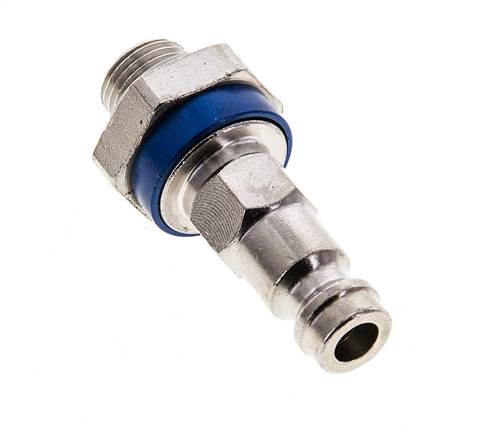 Laiton nickelé Bouchon de raccord d'air DN 5 codé bleu G 1/8 pouce mâle
