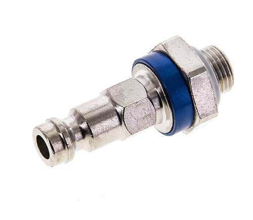 Laiton nickelé Bouchon de raccord d'air DN 5 codé bleu G 1/8 pouce mâle