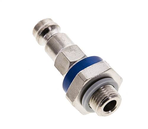 Laiton nickelé Bouchon de raccord d'air DN 5 codé bleu G 1/8 pouce mâle
