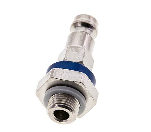 Laiton nickelé Bouchon de raccord d'air DN 5 codé bleu G 1/8 pouce mâle