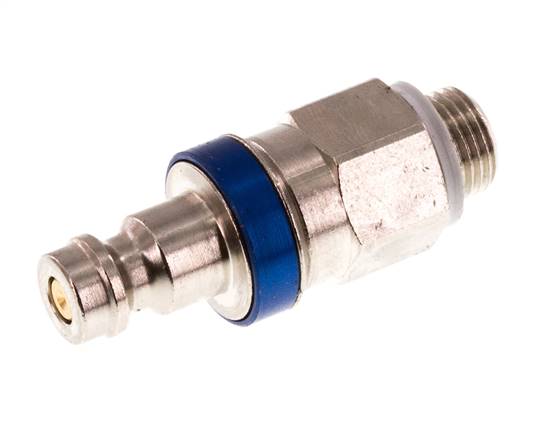 Laiton nickelé DN 5 Bouchon de raccord d'air bleu G 1/8 pouce mâle à double obturation