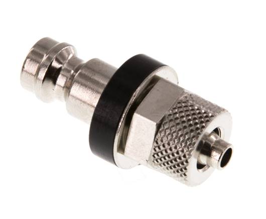 Laiton nickelé DN 5 Noir Bouchon de raccord d'air 4x6 mm Écrou-raccord