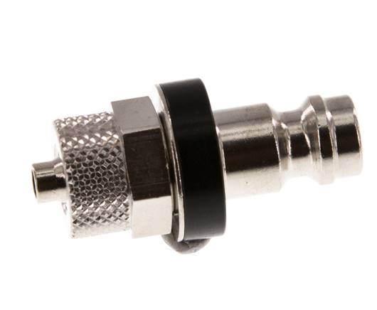 Laiton nickelé DN 5 Noir Bouchon de raccord d'air 4x6 mm Écrou-raccord