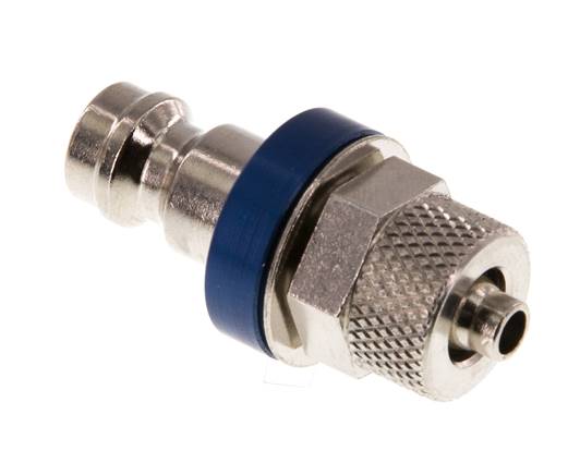 Laiton nickelé DN 5 Bleu Bouchon de raccord d'air 4x6 mm Écrou-raccord