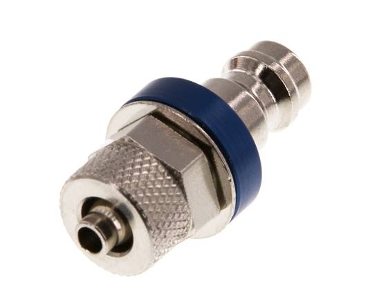 Laiton nickelé DN 5 Bleu Bouchon de raccord d'air 4x6 mm Écrou-raccord