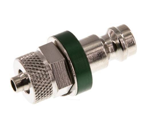 Nickel-plated Brass DN 5 Green Air Coupling Plug 4x6 mm Union Nut