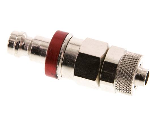 Laiton nickelé DN 5 Rouge Bouchon de raccord d'air 6x8 mm Écrou-raccord Double obturation