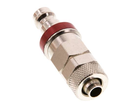 Laiton nickelé DN 5 Rouge Bouchon de raccord d'air 6x8 mm Écrou-raccord Double obturation