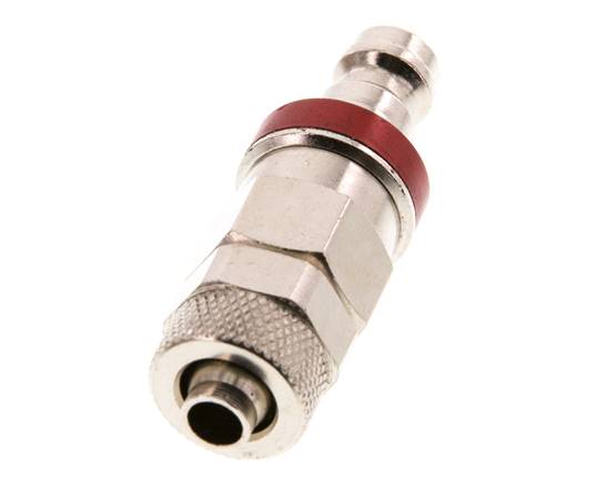 Laiton nickelé DN 5 Rouge Bouchon de raccord d'air 6x8 mm Écrou-raccord Double obturation