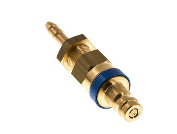 Laiton DN 5 Blue Air Coupling Plug 4x6 mm Union Nut Bulkhead Double Shut-Off