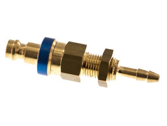 Laiton DN 5 Blue Air Coupling Plug 4x6 mm Union Nut Bulkhead Double Shut-Off
