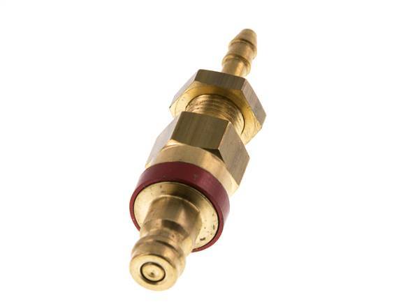 Laiton DN 5 Red Air Coupling Plug 4x6 mm Union Nut Bulkhead Double Shut-Off